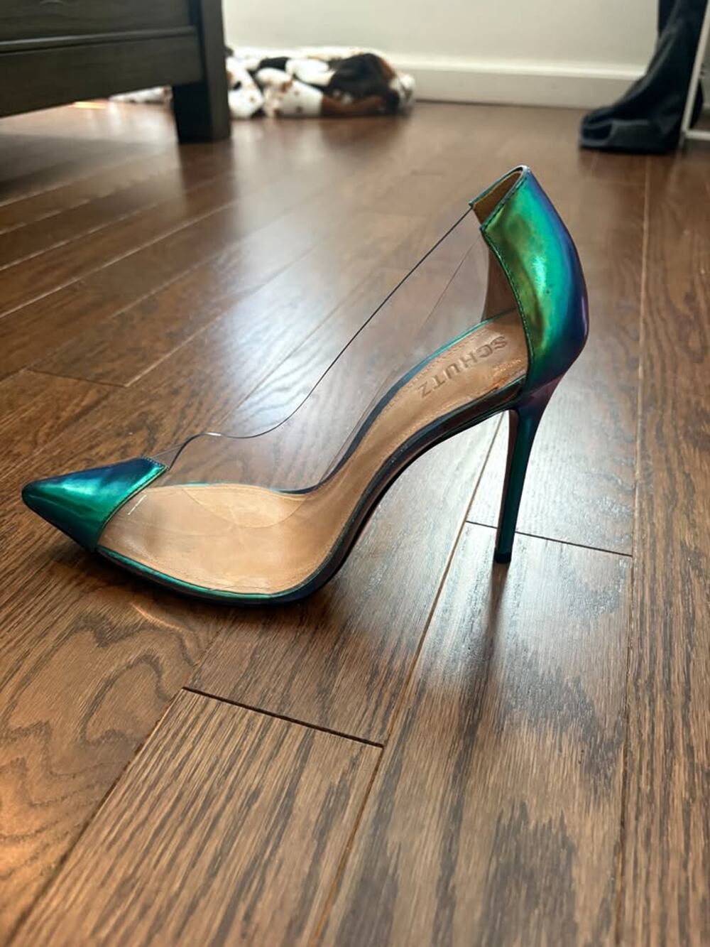 Schutz Iridescent Metallic Clear PVC Pointed-Toe Pumps Women's 9.5B